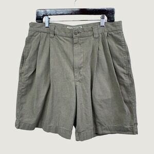 Structure‎ Pleated Plaid Shorts Mens Size 35 Green Vintage 90s Dadcore Preppy